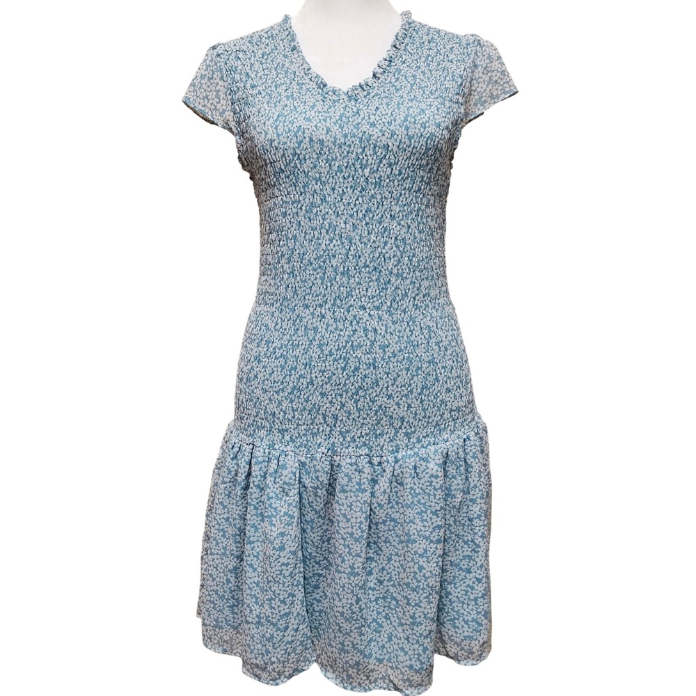 Seafoam Green With White‎ Flowers She + Sky Drop Waist Boutique Dress Size Small